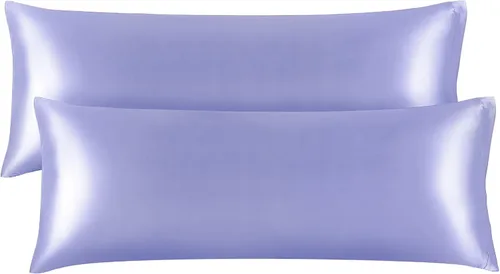 Miniatura 151 de Bedelite Funda de almohada de satén para el cuerpo, súper suave y refrescante, para el cabello y la piel, transpirable, sedosa y larga, 20 x 54 Rosa