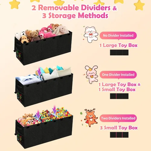 Miniatura 6 de Mabahoo Caja de juguetes extra grande, plegable y resistente para niños y niñas, 40 x 14 x 16 pulgadas, organizador de almacenamiento para niños
