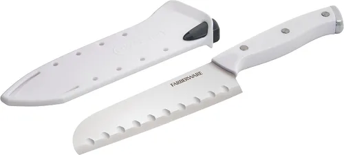 Miniatura 7 de Farberware Edgekeeper Cuchillo Santoku con triple remache con cubierta de hoja autoafilable, cuchillo de cocina de acero inoxidable de alto carbono
