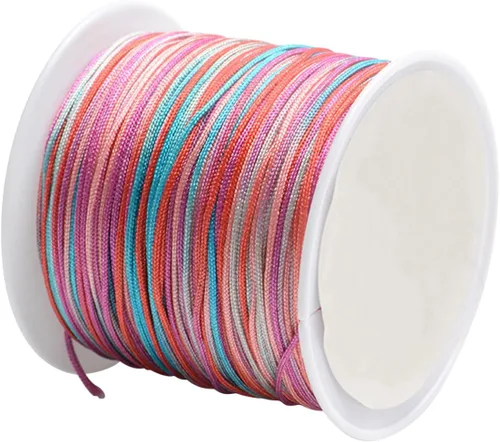 Miniatura 37 de Cordón de nailon para cuentas de 164.0 ft x 0.031 in, hilo de raso satinado de nailon trenzado para manualidades de macramé Mezcla de amarillo 1