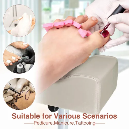 Miniatura 6 de Reposapiés de pedicura, silla de pedicura ajustable en altura, taburete de pedicura antideslizante para masaje, oficina o hogar (gris claro)