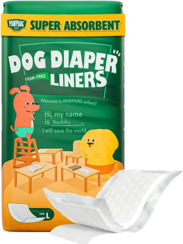 Miniatura 11 de PAWPANG Forros desechables para pañales para perros machos y hembras, 100 unidades, 5 opciones de tamaño, insertos de pañales para perros que se
