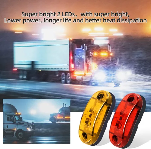 Miniatura 7 de (10 luces ámbar y 10 rojas) de 2.5 pulgadas, 2 diodos, 2 luces LED de marcador lateral de remolque, luces ovaladas para remolque, luces