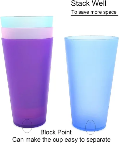 Miniatura 3 de KOXIN-KARLU Vasos de plástico irrompibles de 32 onzas para bebidas estilo restaurante, vasos de té helado, juego de 8 colores costeros