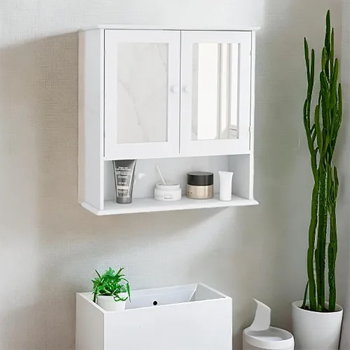 Gabinete con puertas de cristal, gabinete de boticario de baño con 2 puertas, Gabinetes para cocina de pared, boticario de baño, 22 pulgadas para