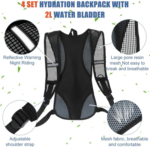Miniatura 4 de Chunful Hydration Backpack with 2L Water Bladder, Lightweight Hydration Pack Outdoor Water Backpack for Men Women Running Cycling Biking Climbing