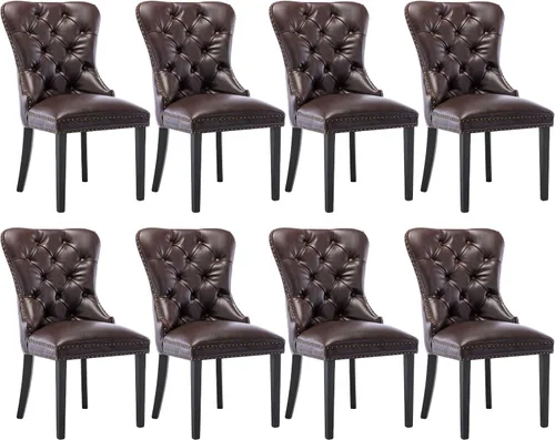 Miniatura 22 de CIMOTA Juego de 2 sillas de comedor de cuero beige, modernas de mediados de siglo, sillas de comedor tapizadas para cocina, comedor, cómodas sillas