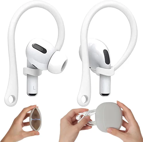 Los ganchos para las orejas son adecuados para AirPods Pro 3, AirPods Pro2, AirPods 4, 3 y 2. Los ganchos para las orejas cuentan con material