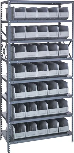 Miniatura 207 de Quantum QSBU-245BK Heavy Duty Shelving Unit with (7) Shelves and (24) QUS245 Black Bins for Garage Warehouse Storage Distribution 400 lb Load