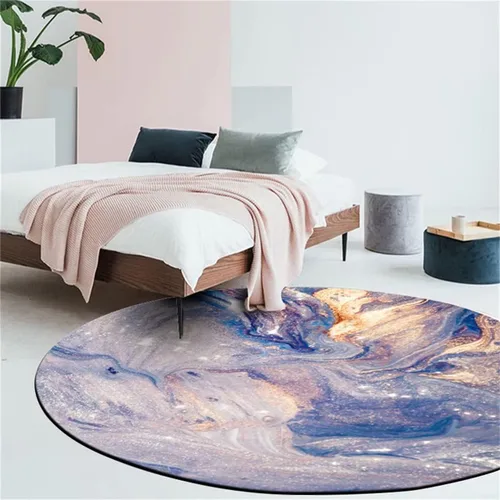 Miniatura 9 de Tapete redondo de mármol verde esmeralda, lavable, pequeño círculo, para dormitorio, sala de estar, alfombra moderna abstracta circular, 2 pies