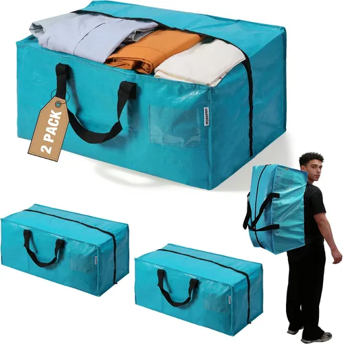 Miniatura 24 de WORKPRO 1 paquete de bolsas de mudanza extra grandes con cremalleras y asas de transporte, correas de mochila, bolsa de almacenamiento resistente