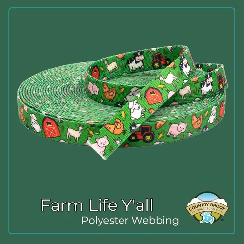 Miniatura 3 de Country Brook Design - Correas de poliéster Farm Life Y'all 1/2 pulgada de ancho