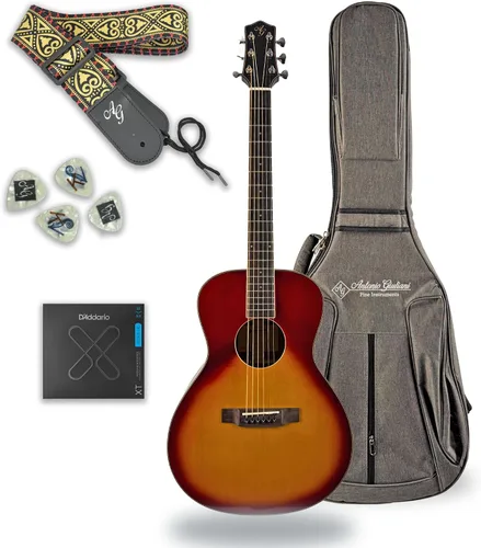 Miniatura 12 de Antonio Giuliani DN-3 Guitarra acústica de caoba con estuche de transporte y accesorios - Paquete completo de guitarra - Dreadnought
