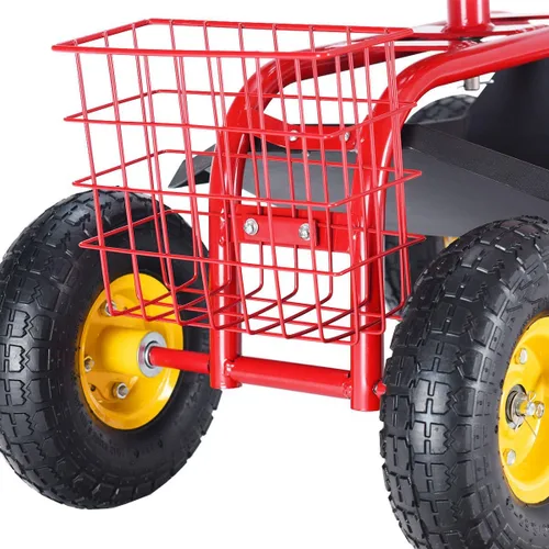 Miniatura 6 de Giantex Asiento de trabajo de jardín rodante, asiento de trabajo de jardinería giratorio 360 con ruedas, cesta de herramientas, altura ajustable