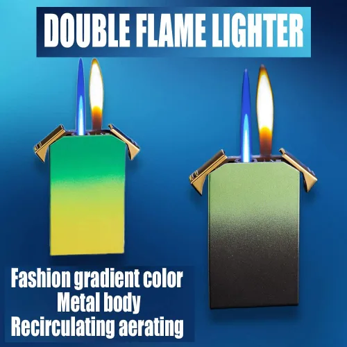 Miniatura 5 de Cool Jet - Encendedor de doble llama, bonito estético, recargable y ajustable, regalo para hombres, velas de chimenea, camping, barbacoa (sin gas)
