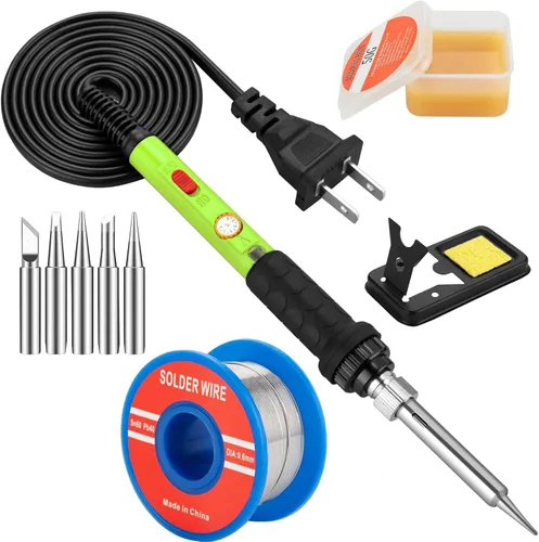 Miniatura 12 de Kit de soldador mejorado, 60 W, con temperatura ajustable, herramienta soldadora con interruptor de encendido/apagado, para reparaciones eléctricas