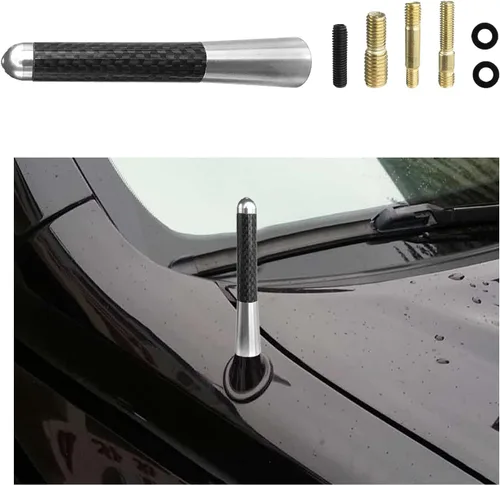Miniatura 12 de Dickno Antena corta para automóvil, antena de radio de aluminio de 1.37 pulgadas, repuesto de mástil, antena de recepción de radio AM/FM automática