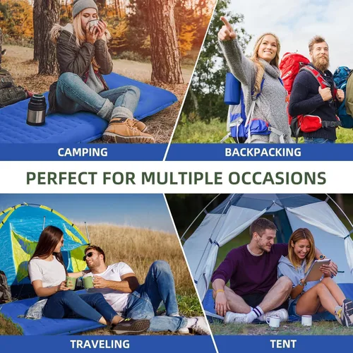 Miniatura 6 de FNARMW Colchoneta de dormir para camping, extra gruesa de 5 pulgadas, con almohada, bomba de pie integrada, almohadillas inflables compactas