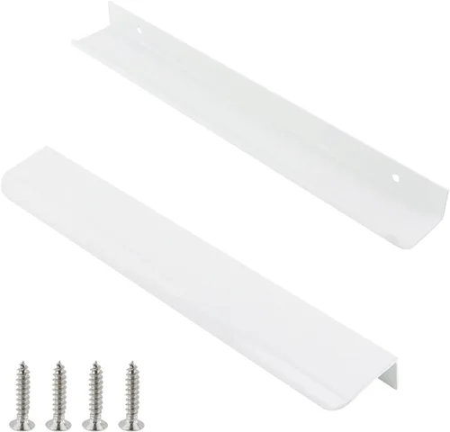 Miniatura 19 de Tiradores negros de 1.38 pulgadas para gabinete, 10 unidades, espacio entre agujeros de 0.63 pulgadas, tiradores de borde de aleación de aluminio