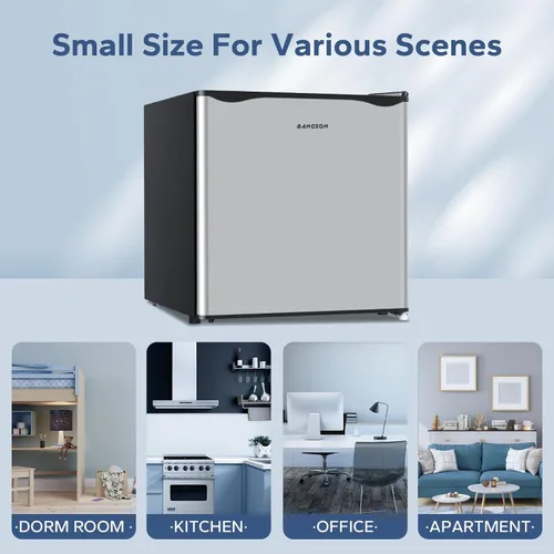 Miniatura 6 de BANGSON Mini refrigerador de 1.6 pies cúbicos con congelador para dormitorio, refrigerador compacto para oficina, refrigerador pequeño de ahorro