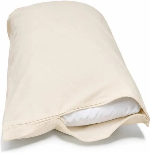National Allergy Juego de 2 protectores de almohada de 100 % algodón orgánico con cremallera, certificado GOTS, funda hipoalergénica natural, fundas