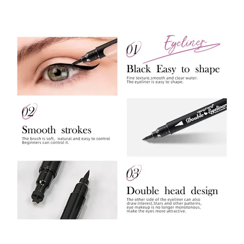 Miniatura 4 de Sello delineador de ojos, delineador de ojos, impermeable, a prueba de manchas, juego de bolígrafos de gel líquido de larga duración, corazón negro