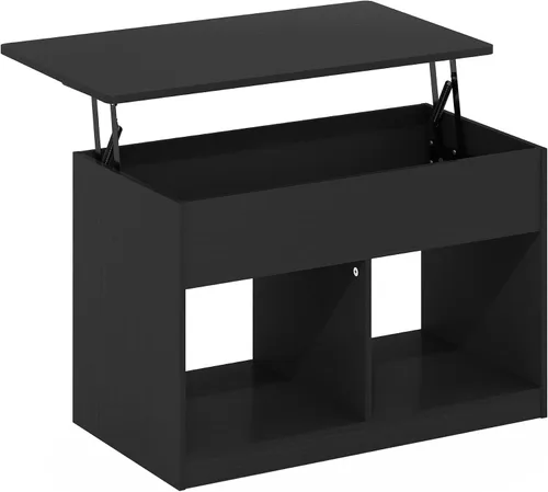 Miniatura 7 de Furinno Jensen - Mesa auxiliar elevable para sala de estar con compartimento oculto, estilo americano