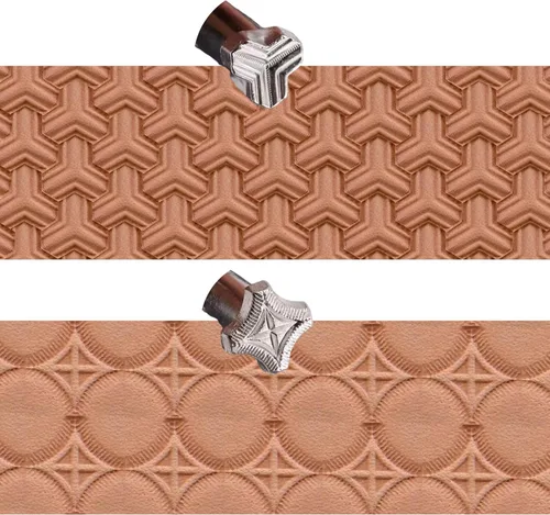 Herramientas de estampado de cuero, 2 sellos profesionales de cuero para trabajo artesanal (121-2+870)