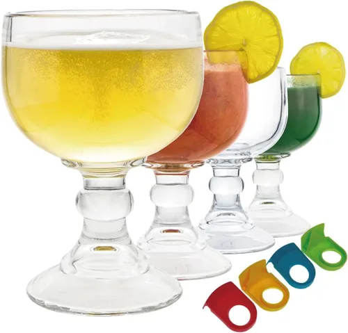 Chefcaptain Margarita Glass Schooner - Juego de 4 copas extragrandes de 21.5 onzas, estilo de cristal sin plomo, coronaritas, margaritas, paquete de