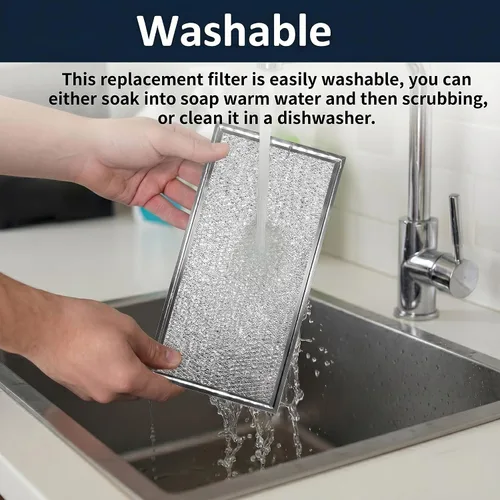 Miniatura 6 de Filtro de grasa para microondas Whirlpool W10208631A, paquete de 2 filtros de grasa para microondas de malla de aluminio de 13 x 6 pulgadas