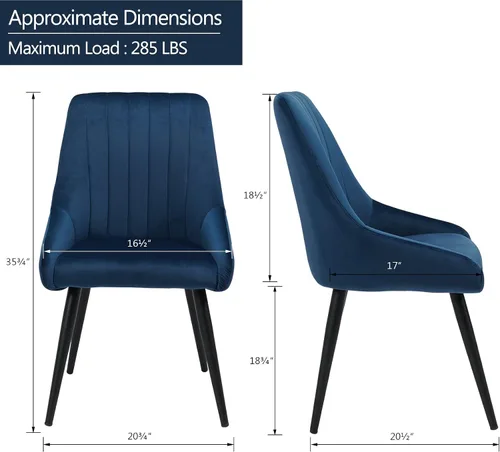 Miniatura 2 de DUHOME Juego de 2 sillas de comedor, sillas decorativas tapizadas sin brazos, silla de ocio con respaldo alto de mediados de siglo, silla
