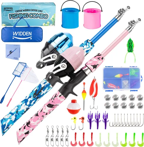 Miniatura 8 de WIDDEN Kids Fishing Pole, Portable Telescopic Kids Fishing Poles for Boys and Girls, Fishing Rod and Reel Combo Kit with Tackle Box, and Fishing
