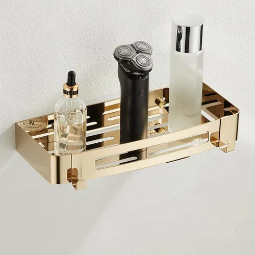 Organizador de ducha de esquina, estante de baño, accesorios de baño (tamaño : oro 1 capa)