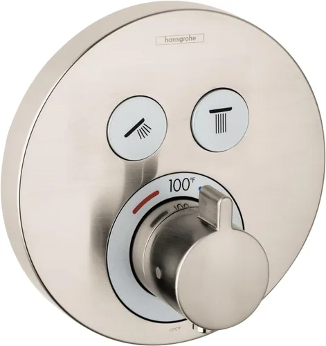 Miniatura 2 de hansgrohe ShowerSelect S 15743341 - Válvula de ducha termostática moderna con control de temperatura y desviador en cromo negro cepillado