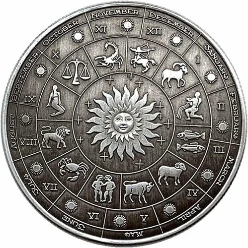 Miniatura 2 de Aomcisi Moneda creativa de doce constelaciones del zodiaco, monedas conmemorativas de plata antigua, decoración del hogar, manualidades, colección