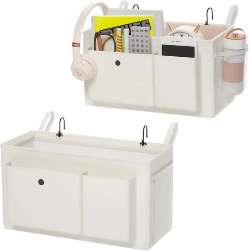 Miniatura 10 de Edudif Organizador de Cabecera de Doble Propósito, Organizador de Cama con 6 Bolsillos, Solución de Almacenamiento Versátil para Mesita de Noche