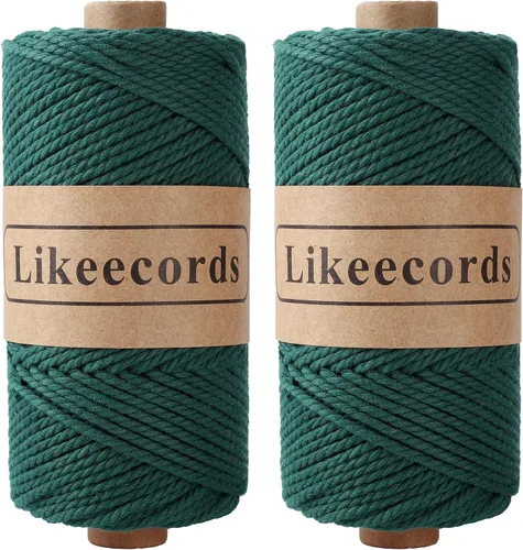 Miniatura 10 de Likeecords Cordón de algodón para macramé de 3mm x 100 metros, hilo torcido de 3 hebras, cuerda de macramé, hilo de algodón para macramé, cuerda