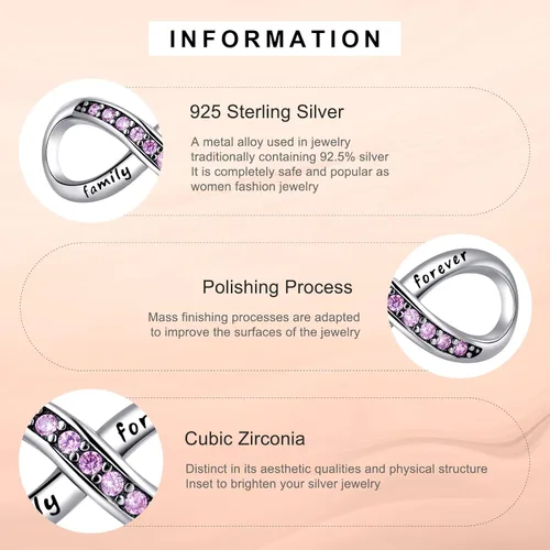 Miniatura 4 de Annmors Family Charm Love your Dad Mon Sister Infinity Charm fits Bracelets 925 Sterling Silver-Lucky Charm for Woman Pendant Bead Jewelry Beads