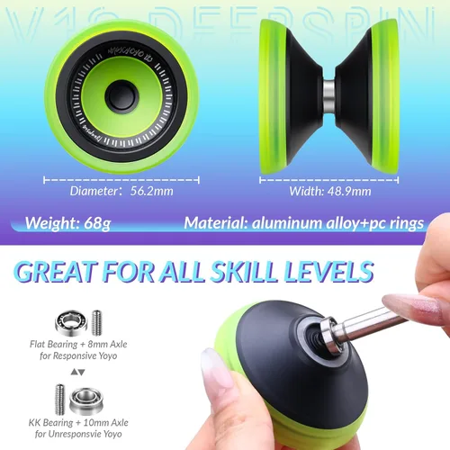 Miniatura 6 de MAGICYOYO Yoyo Sensible para Niños de 8 a 12 años, Paquete de 2 Yoyos, Truco Profesional de Girar con Dedo para Avanzados, Yoyo de Metal de Doble