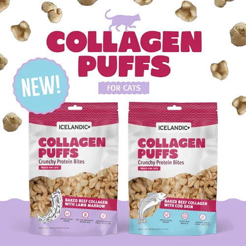 Miniatura 5 de Icelandic+ Colágeno Puffs: Colágeno de res al horno con piel de bacalao, bolsa de 0.5 onzas, golosinas para gatos, bocadillos crujientes