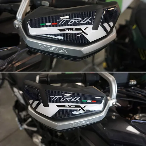 Miniatura 7 de labelbike - Pegatinas 3D Paramanos de Moto Protección y Decoración en Resina Compatible con Benelli TRK 502 X - Negro