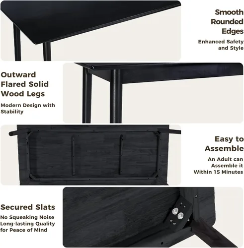 Miniatura 5 de DELAVIN Mesa de Comedor Grande de Madera Maciza de 70.8" para 6-8 Personas, Mesa de Cocina Rectangular de Roble Estilo Moderno de Mediados de Siglo