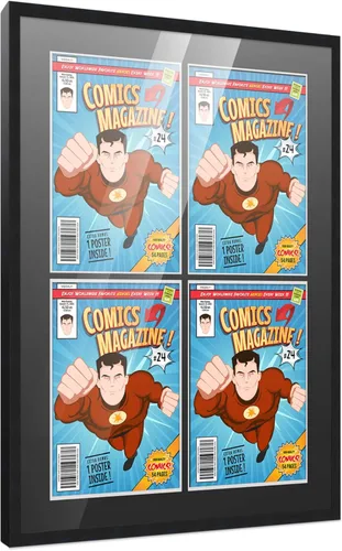Miniatura 90 de Poster Palooza Marco de cómic con paspartú para 1 cómic de la Edad de Bronce publicado entre 1970 y 1985, marco de cómic negro para cómic de 7.25 x