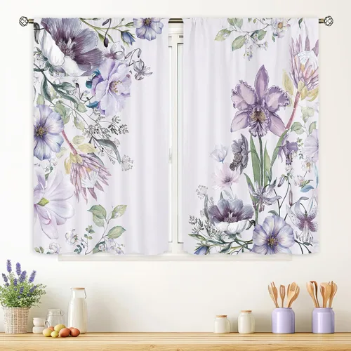 Miniatura 9 de Cortinas rústicas de cocina con girasoles de 27.5 pulgadas de ancho x 39 pulgadas de alto, bolsillo para cortinero, diseño de flores de búfalo