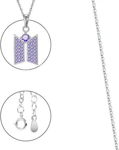 Miniatura 5 de KPOP - Collar con colgante Bangtan para niños, joyería de circonita cúbica para regalo de fanáticos del ejército, Zirconia cúbica, Circonia cúbica