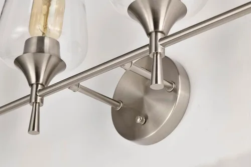 Miniatura 4 de Edvivi Lámpara de tocador de baño de 4 luces, níquel cepillado moderno con pantalla de vidrio transparente, lámpara de pared para espejos, cepillado