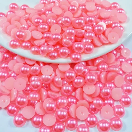 Miniatura 12 de 1000 perlas medias redondas de resina con parte trasera plana de 0.236 pulgadas para manualidades, para cara, uñas, vasos, ropa, zapatos, álbum