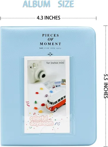 Miniatura 2 de Ablus - Álbum de fotos con 64 bolsillos para fotos instantáneas de cámaras Fujifilm Instax Mini 7s 8 8+ 9 25 26 50s 70 90 y letrero, pequeño Azul-3