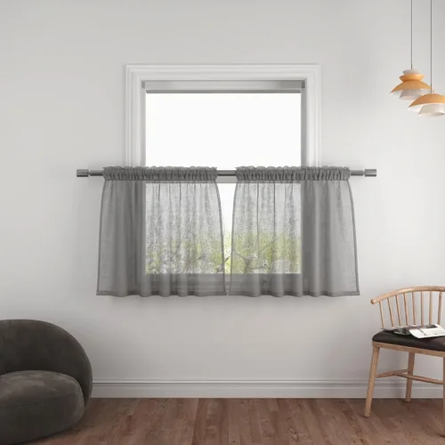 Miniatura 7 de UPOPO Paneles de Cortina Beige Pequeños Cortinas Transparentes de Gasa de 16 Pulgadas de Largo Cortinas de Cocina de Voile con Textura de Lino