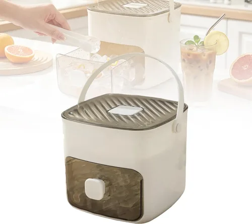 Bandeja de cubitos de hielo con tapa y contenedor: bandeja de hielo portátil para congelador - Molde de hielo de fácil liberación - Sistema de Blanco